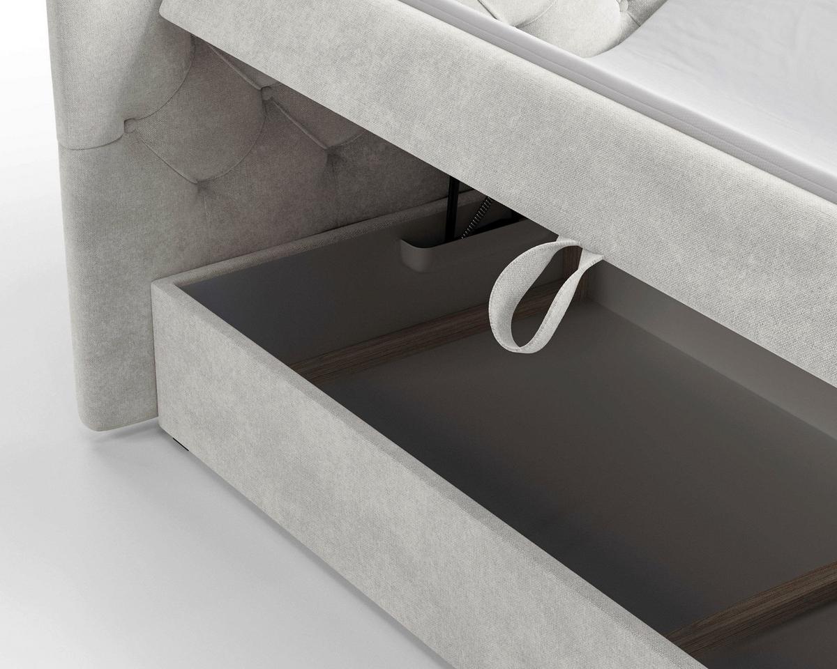 BOXBETT Karo Perlmutt 160x200cm - Perlmutt/Schwarz, MODERN, Holz (160/200cm) - MID.YOU
