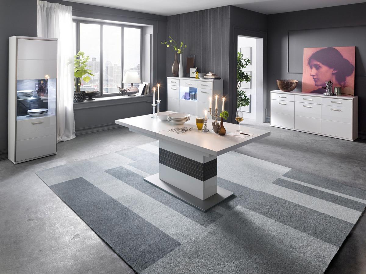 Esstisch Ausziehbar Trento 180-280x100 Cm Grau/weiß - Silberfarben/Weiß, Design, Holzwerkstoff (180/100/77cm) - Livetastic