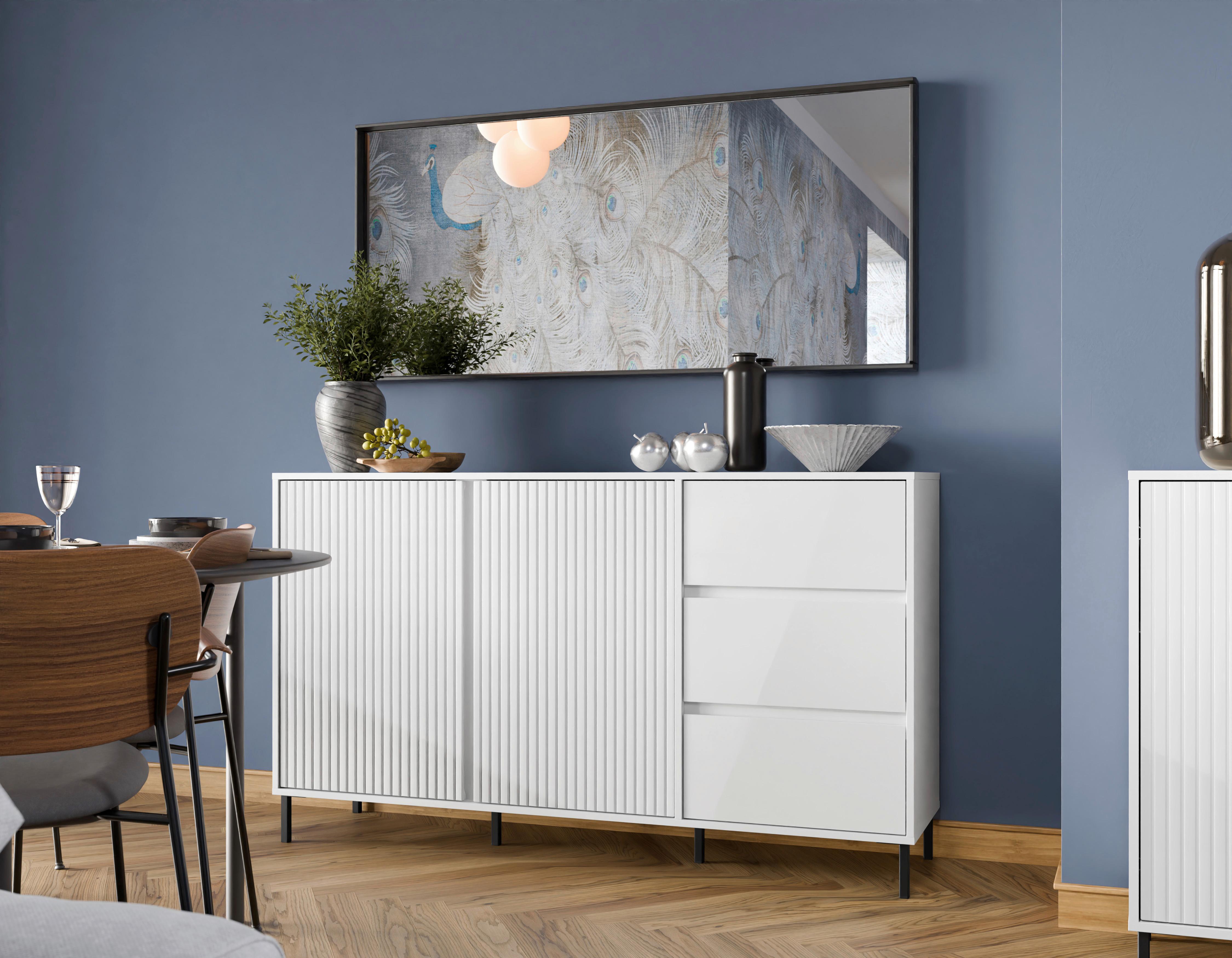 Kommode Avenale Weiß B: 157,8 Cm - Schwarz/Weiß, Trend, Holzwerkstoff (157,8/91,6/40cm)