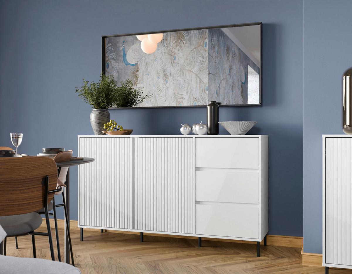 Kommode Avenale Weiß B: 157,8 Cm - Schwarz/Weiß, Trend, Holzwerkstoff (157,8/91,6/40cm)
