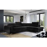 Ecksofa Laurence Schwarz S: 278x205 cm - Silberfarben/Schwarz, Design, Textil (278/205cm) - MID.YOU