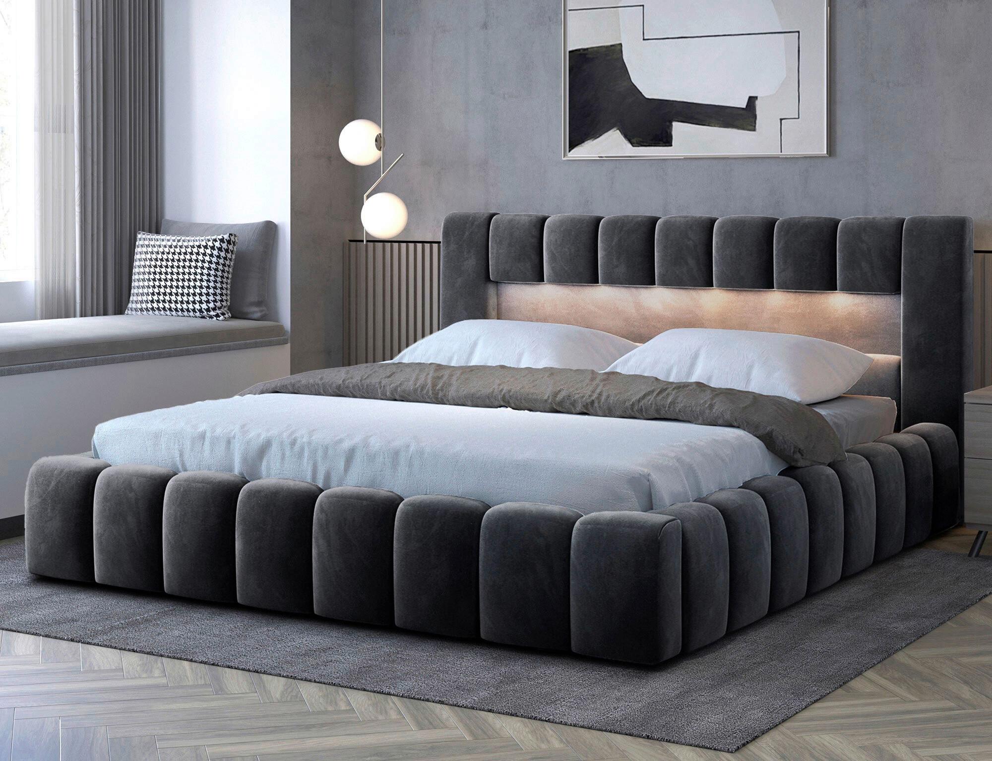 Polsterbett Lamica Schwarz Lf: 160x200 Cm - Beige/Schwarz, MODERN, Holz (160/200cm) - MID.YOU