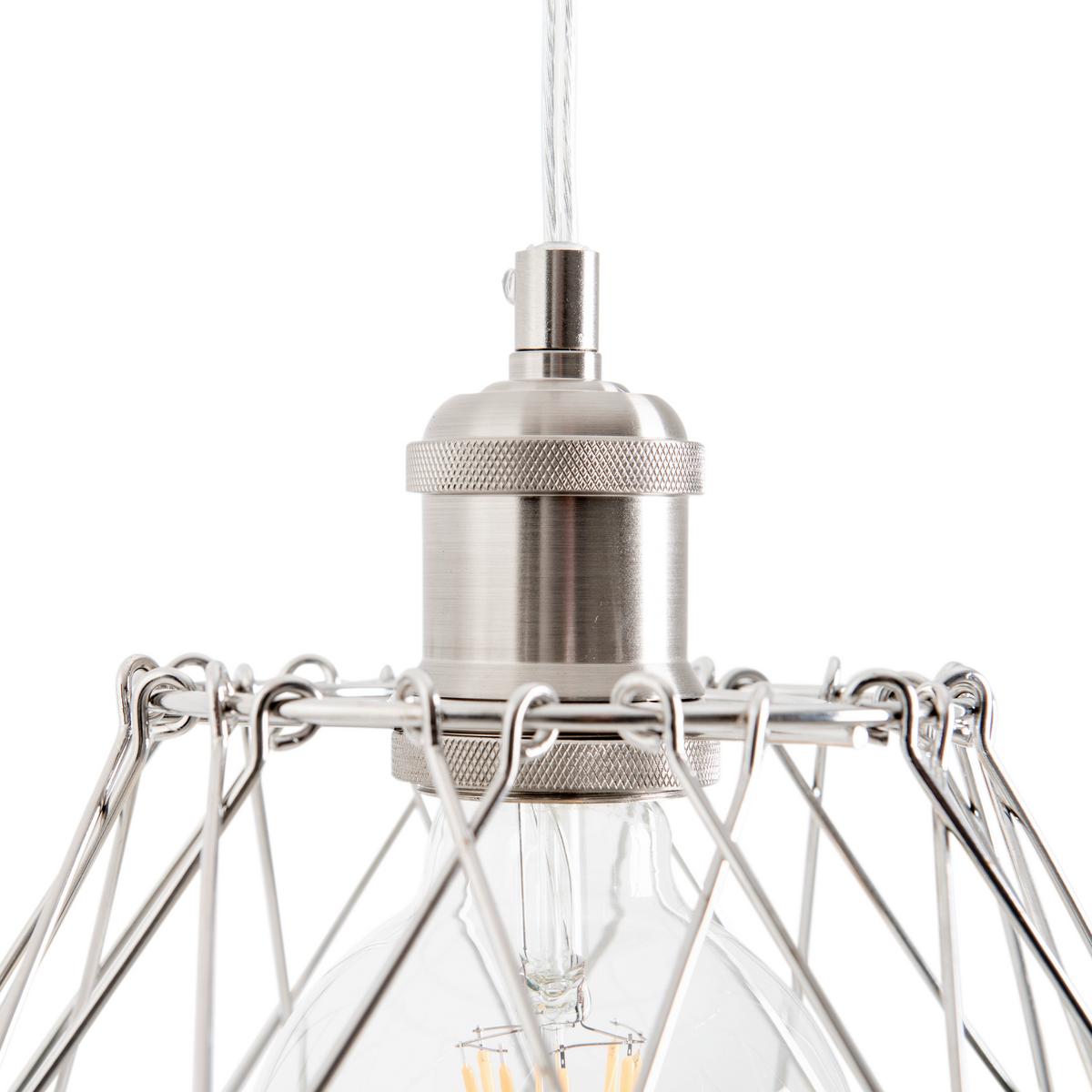 Hängeleuchte Fyn H: 100 Cm 1-Flammig, Silberfarben - Silberfarben, Design, Metall (40/100cm) - Näve