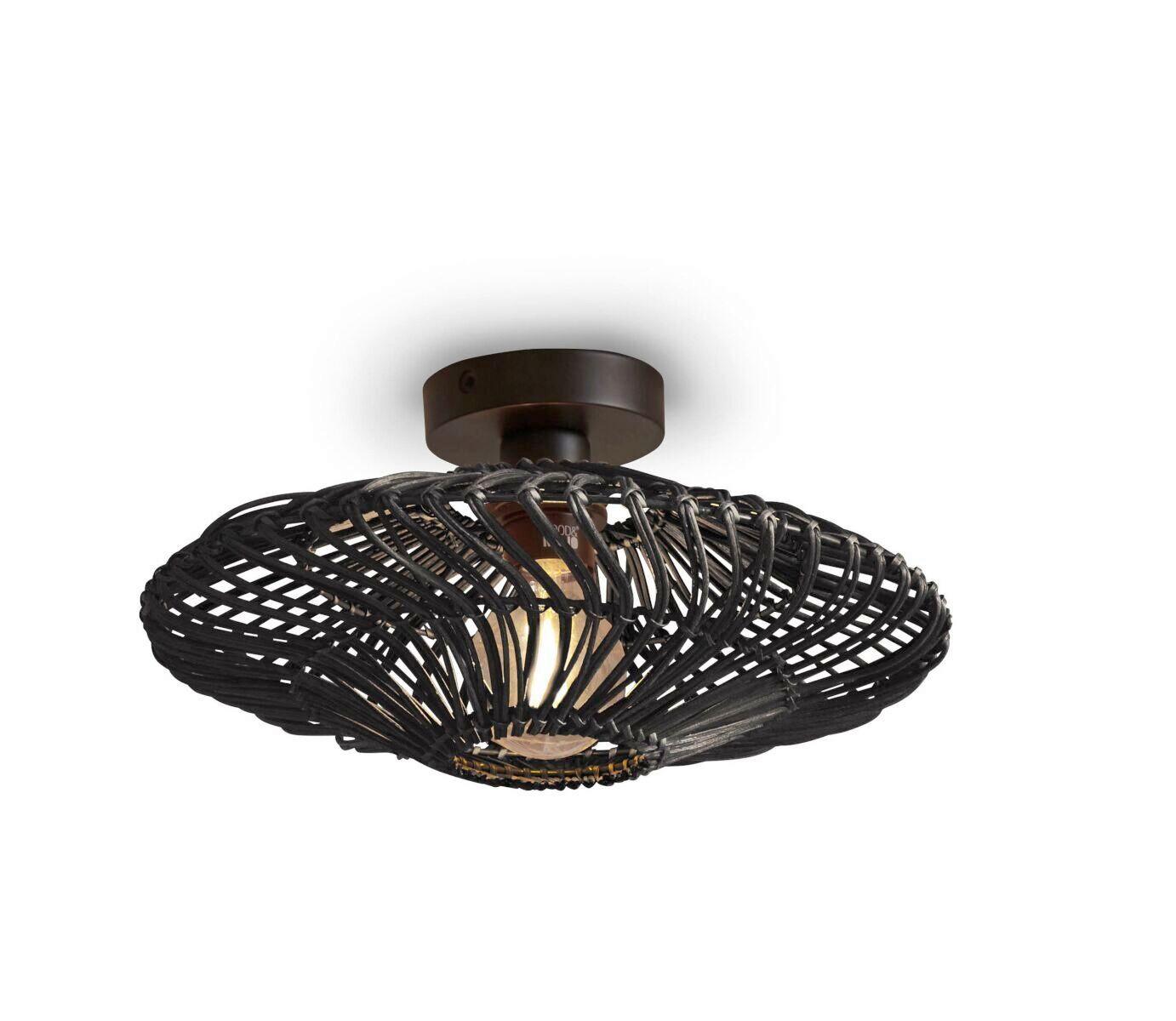 Deckenleuchte Zanzibar/c/4012/b - Schwarz, Trend, Naturmaterialien (40/12cm) - Good & Mojo