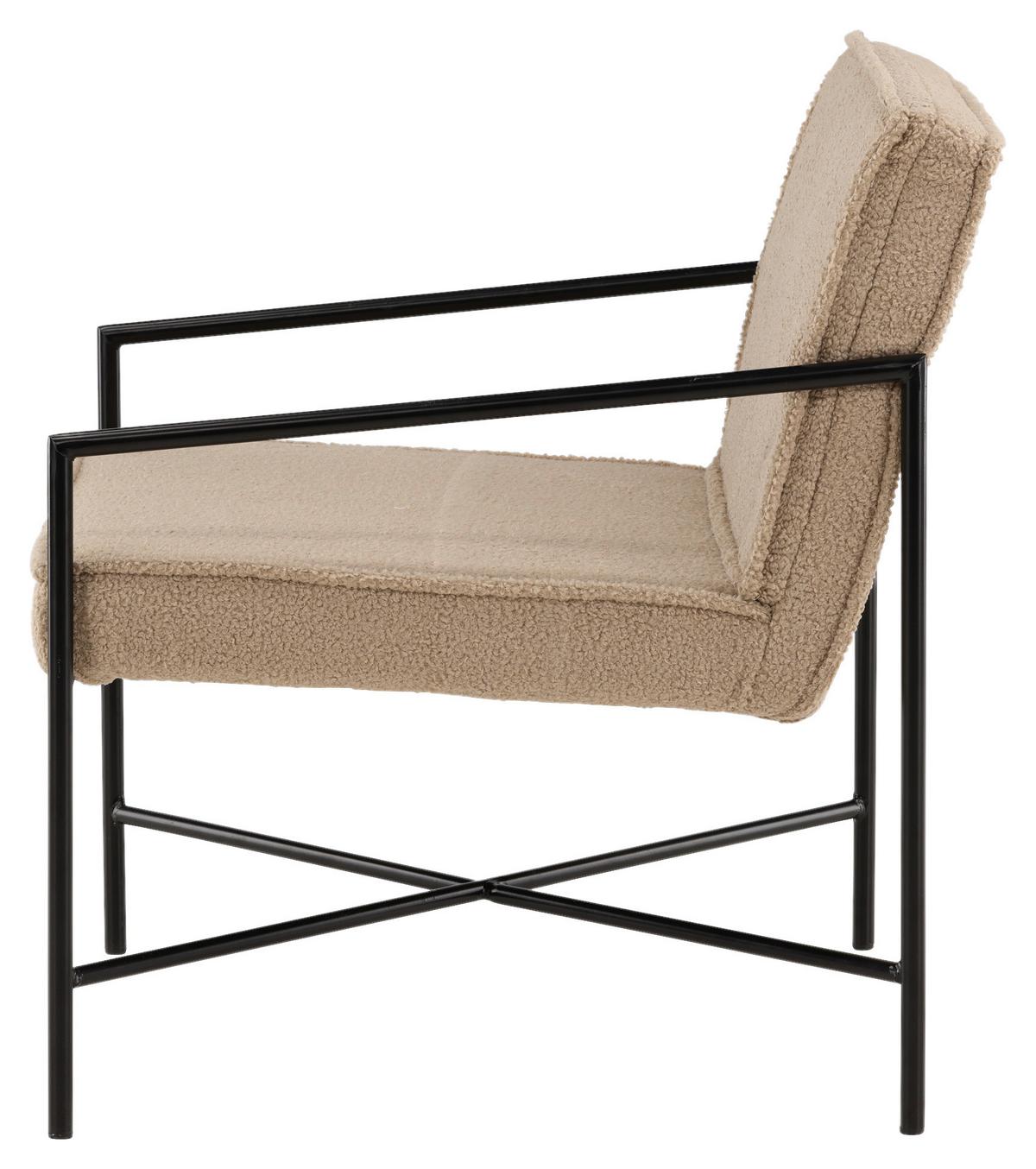 Sessel Rakel - Beige/Schwarz, Design, Textil/Metall (66/78/65cm) - Livetastic