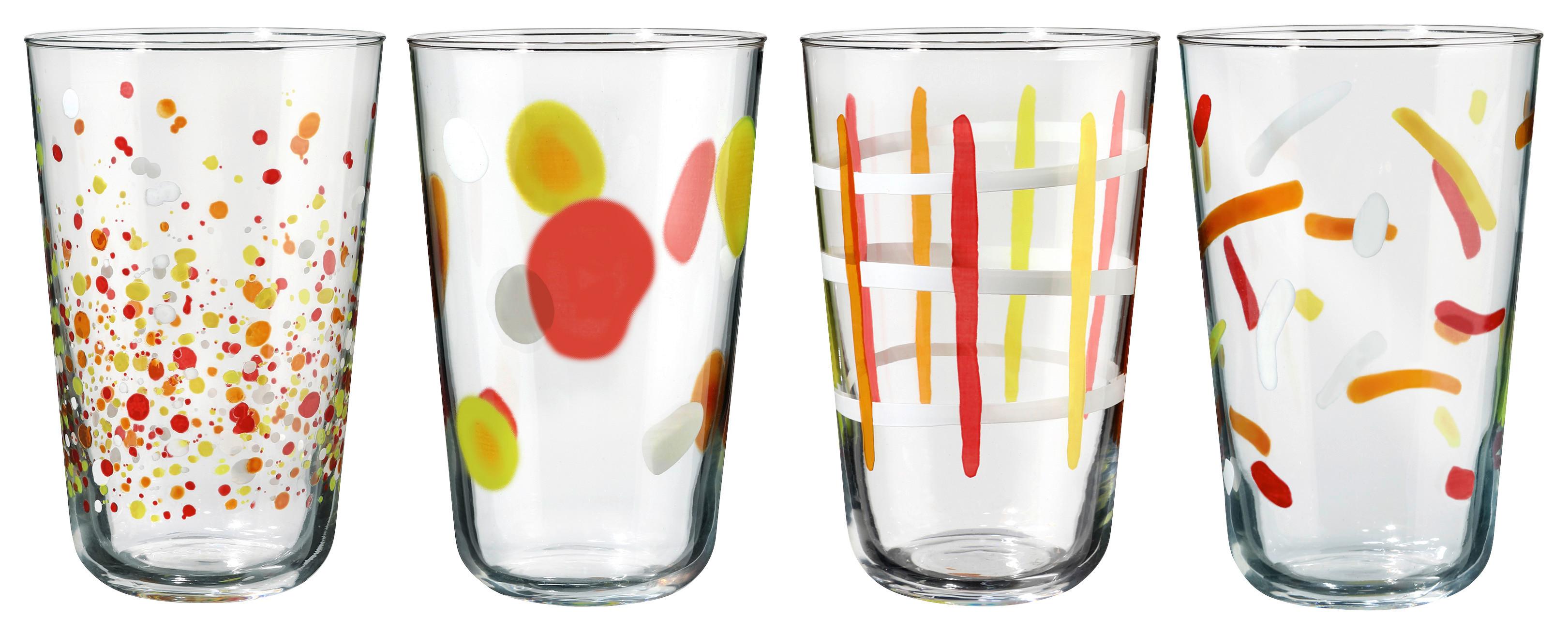 Trinkglas Talea - Gelb/Rot, Basics, Glas