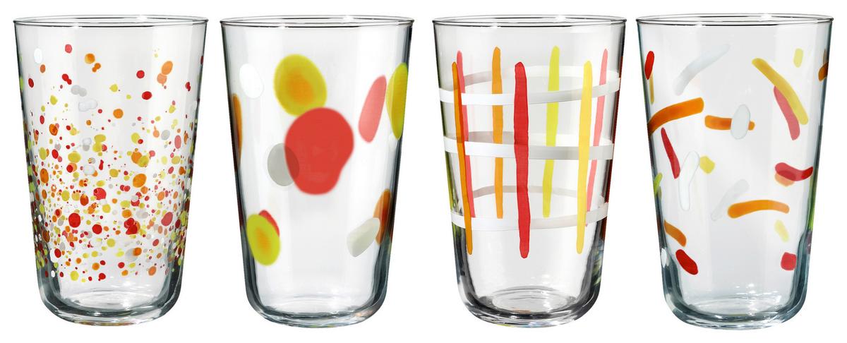 Pohár Szett Talea 4 Db-Os - sárga/piros, Basics, Üveg