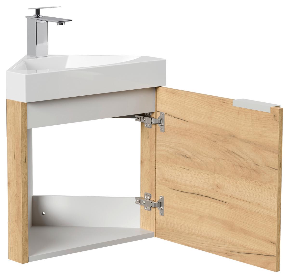 Gästebad Delta Eiche Dekor B: 52,3 cm - Eichefarben, MODERN, Holzwerkstoff/Stein (52,3cm) - MID.YOU