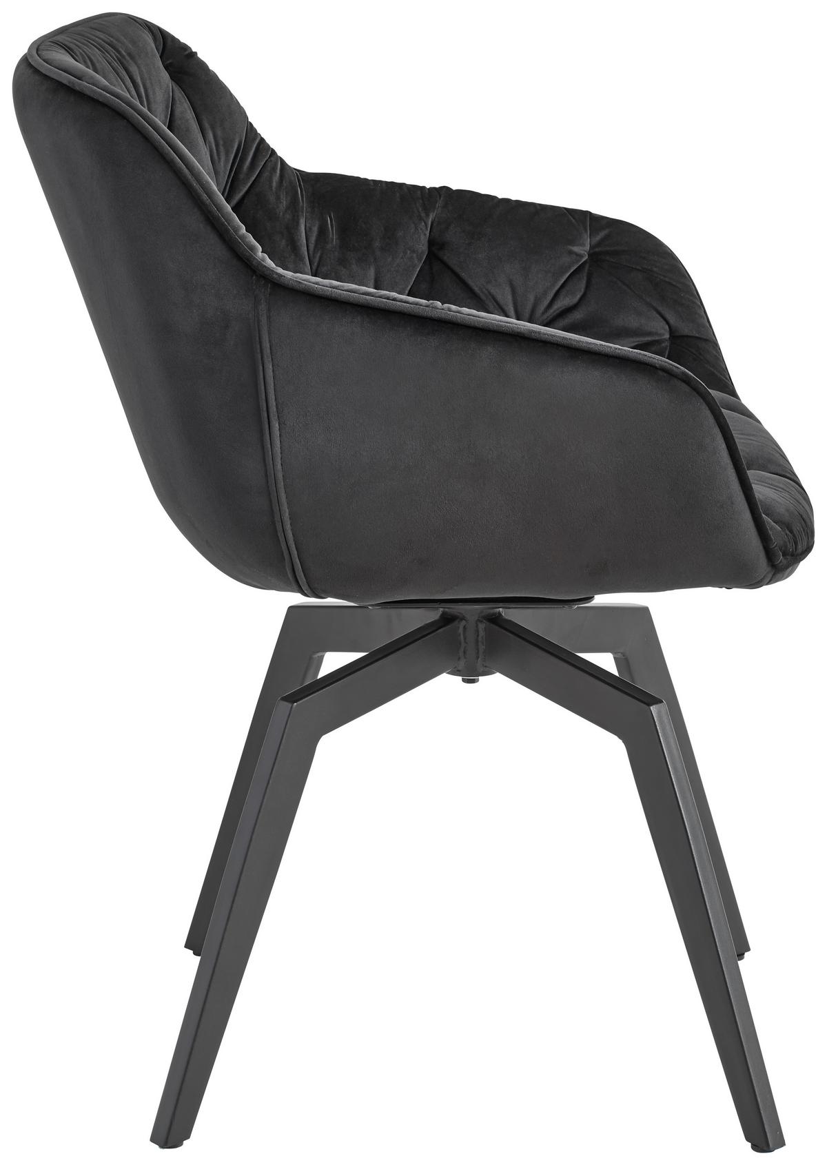 Armlehnstuhl-Set Schwarz drehbare Sitzfläche - Schwarz, MODERN, Holz/Textil (58/83/63cm) - Livetastic