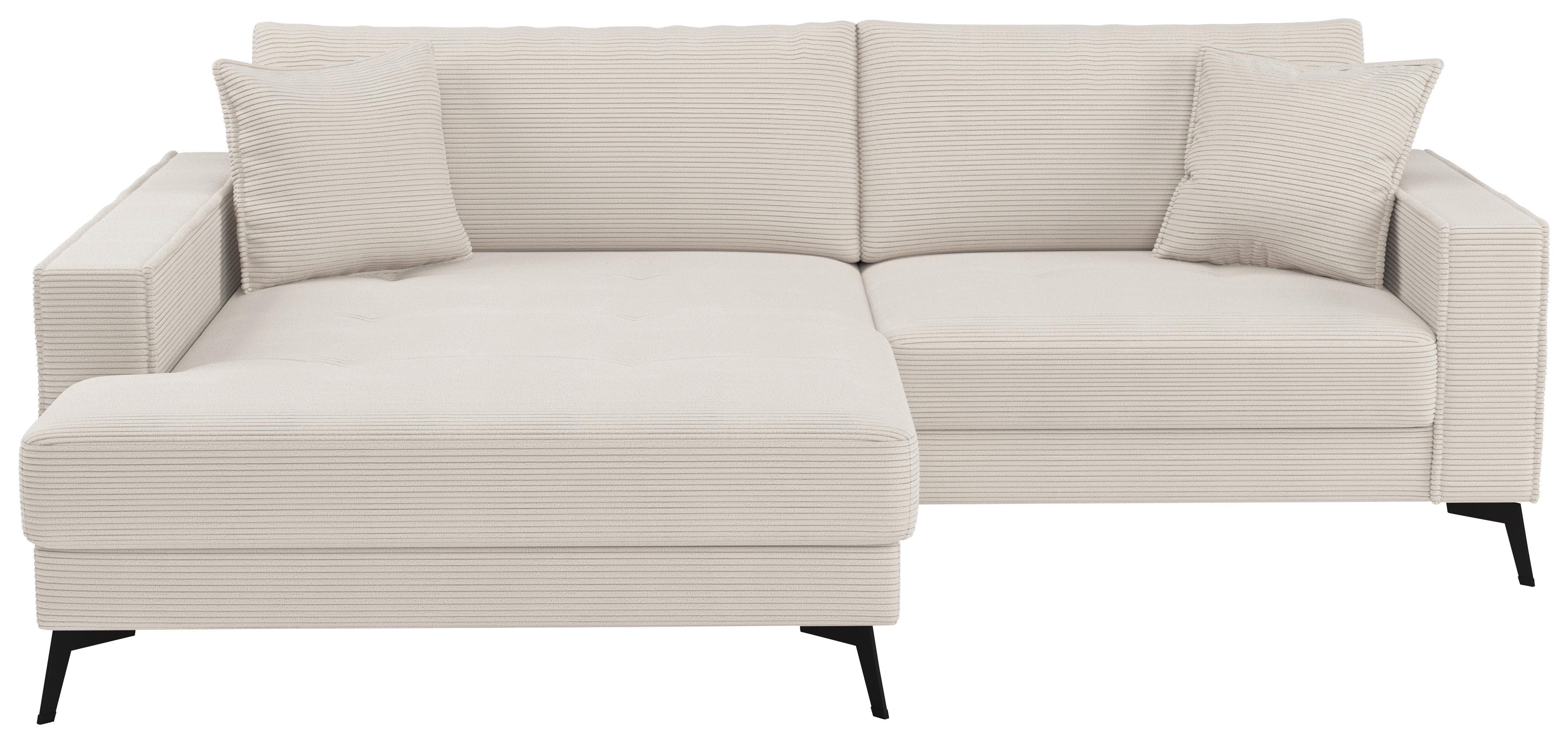 Ecksofa Ted Weiß/beige S: 174x228 Cm - Beige/Schwarz, Trend, Textil (174/228cm)