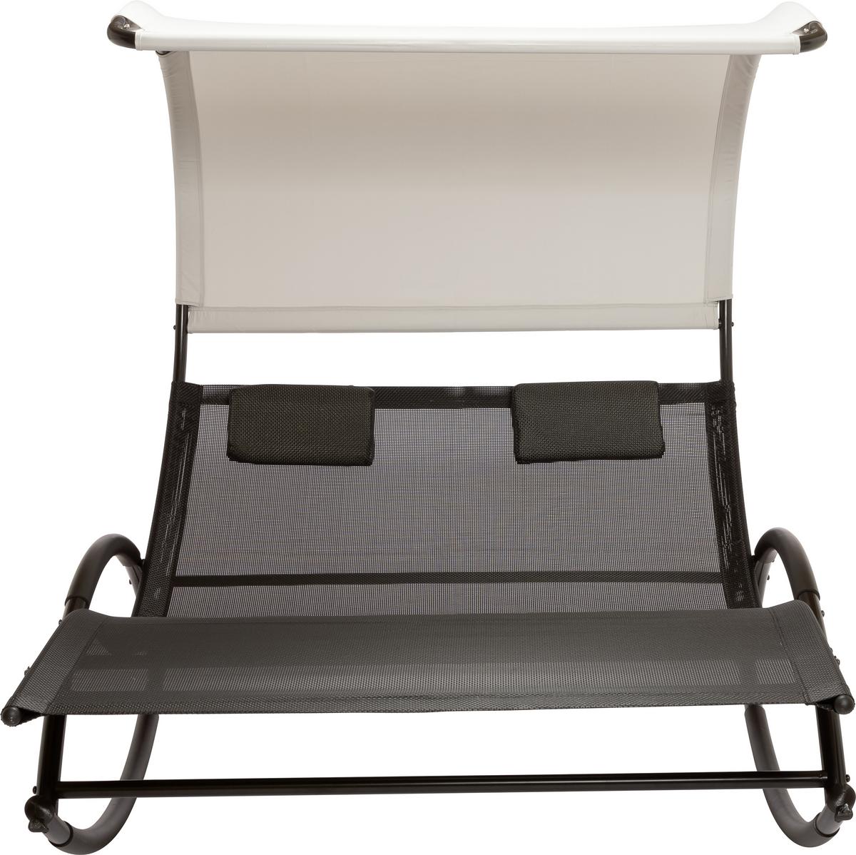 Schaukelliege Mit Sonnendach Havanna 2 Personen - Hellgrau/Schwarz, MODERN, Textil/Metall (139/161/175cm) - Luca Bessoni