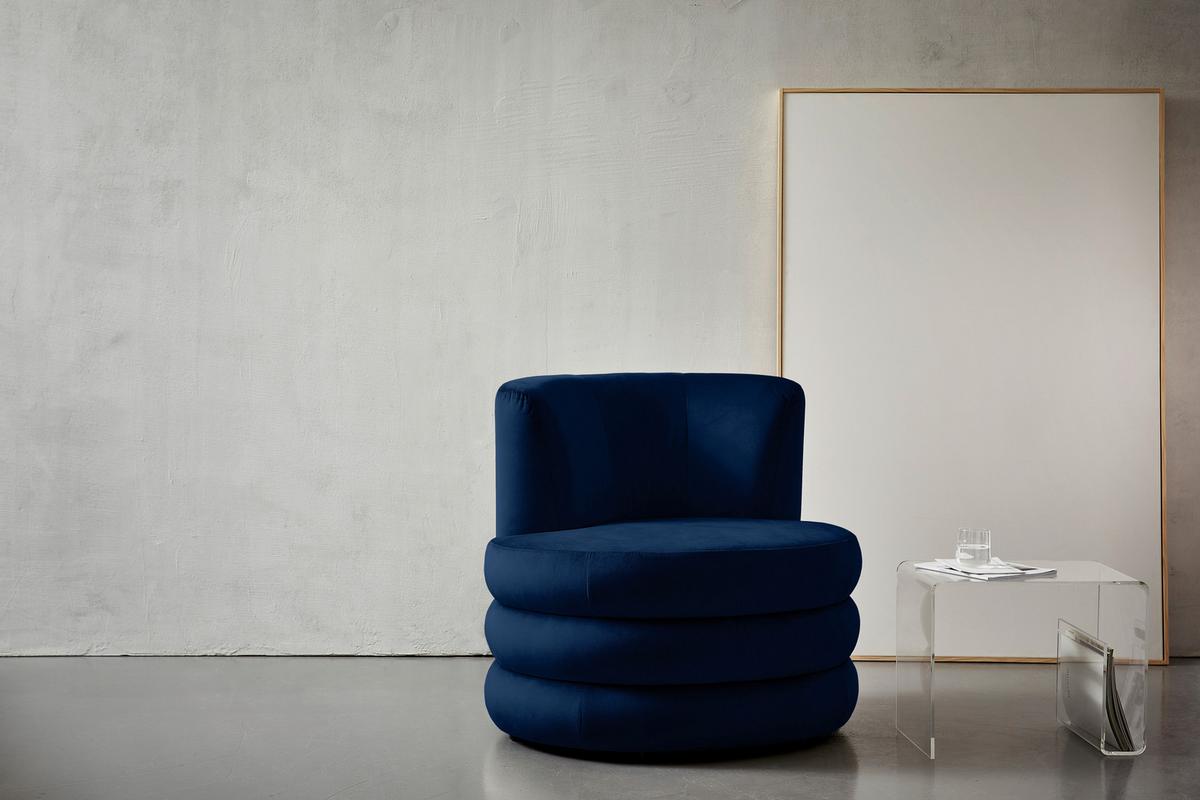 Designsessel Magari - Edelstahlfarben/Royalblau, Trend, Textil (90/82/85cm) - Livetastic