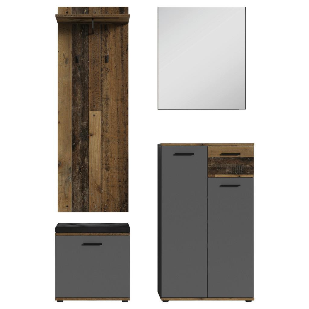 Garderobe Jakob 4-Teilig Alteiche/Anthrazit B: 60 cm