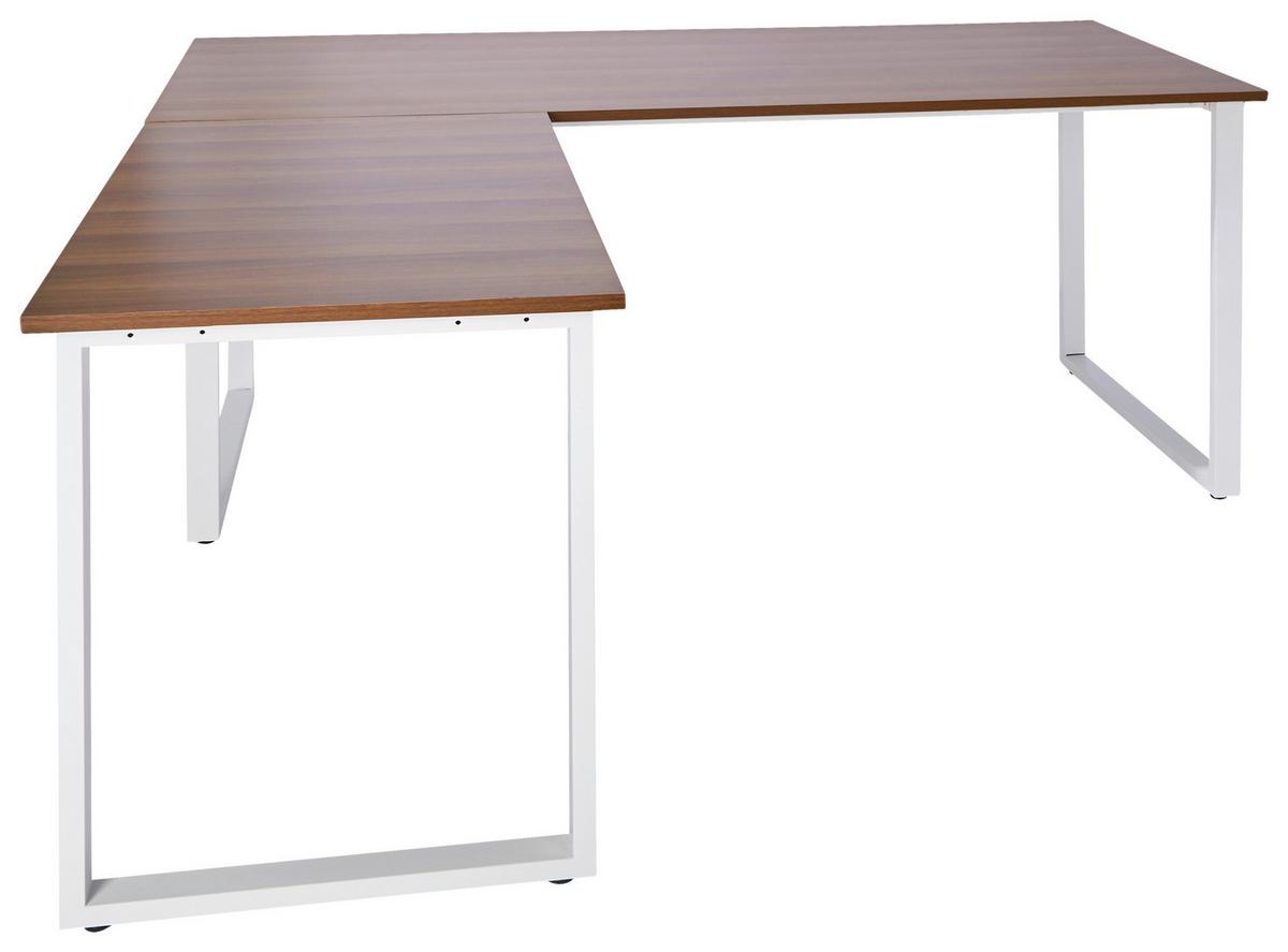 Eckschreibtisch Workspace Xl I B: 180 Cm Weiß/walnuss Dekor - Walnussfarben/Weiß, Basics, Holzwerkstoff/Metall (180/180/75,5cm) - MID.YOU
