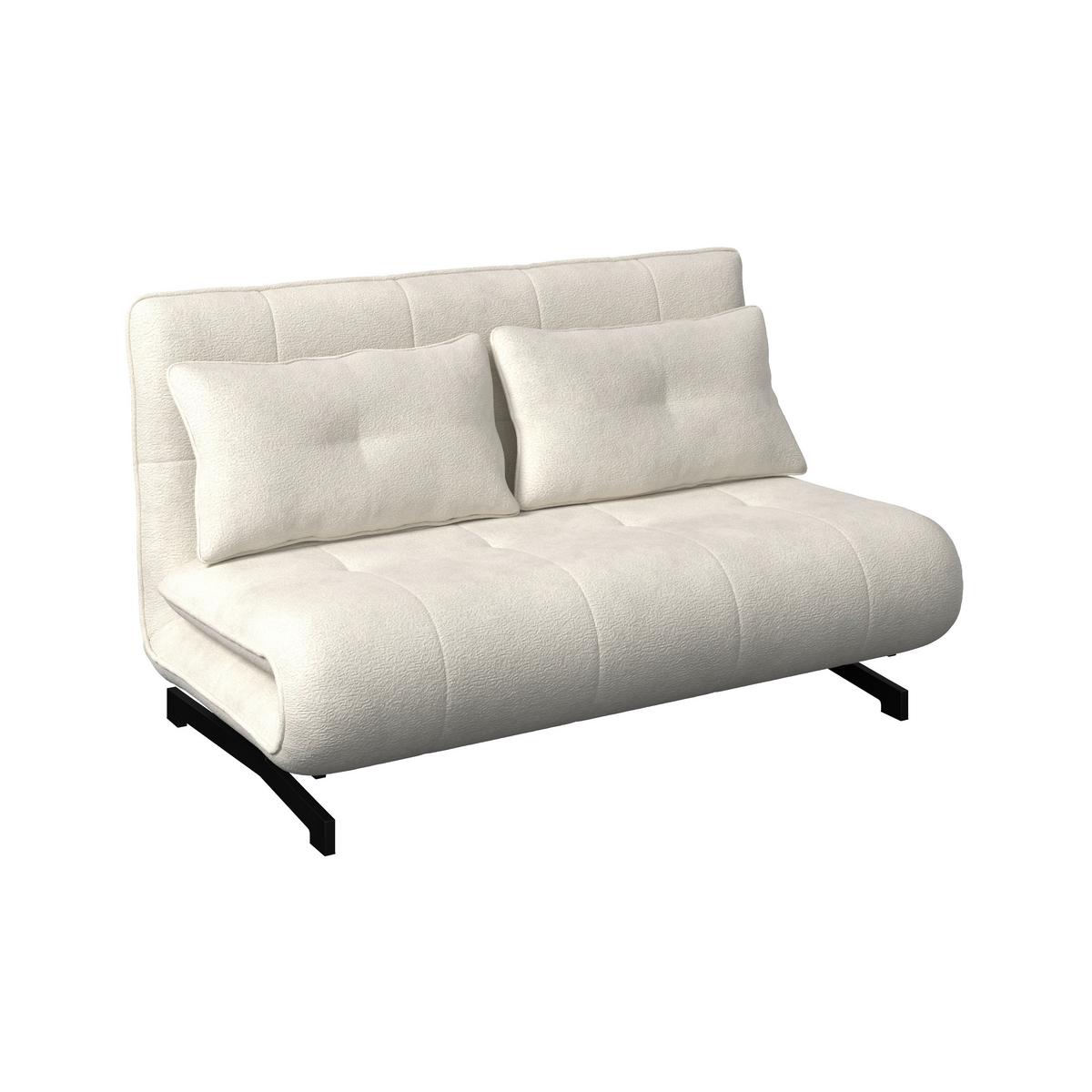 Rozkládací pohovka LUNA, bilé buklé, max.240 kg - bílá/černá, Moderní, kov/textil (142/40/62cm) - Bessagi Home