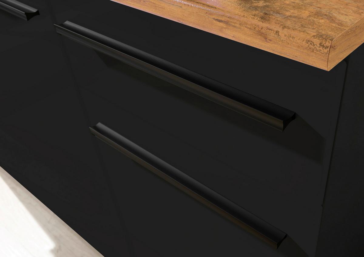 Kuchyňský blok bez spotřebičů JAZZ SINGLE - černá/barvy dubu, Trend, kompozitní dřevo/plast (160kg) - MID.YOU