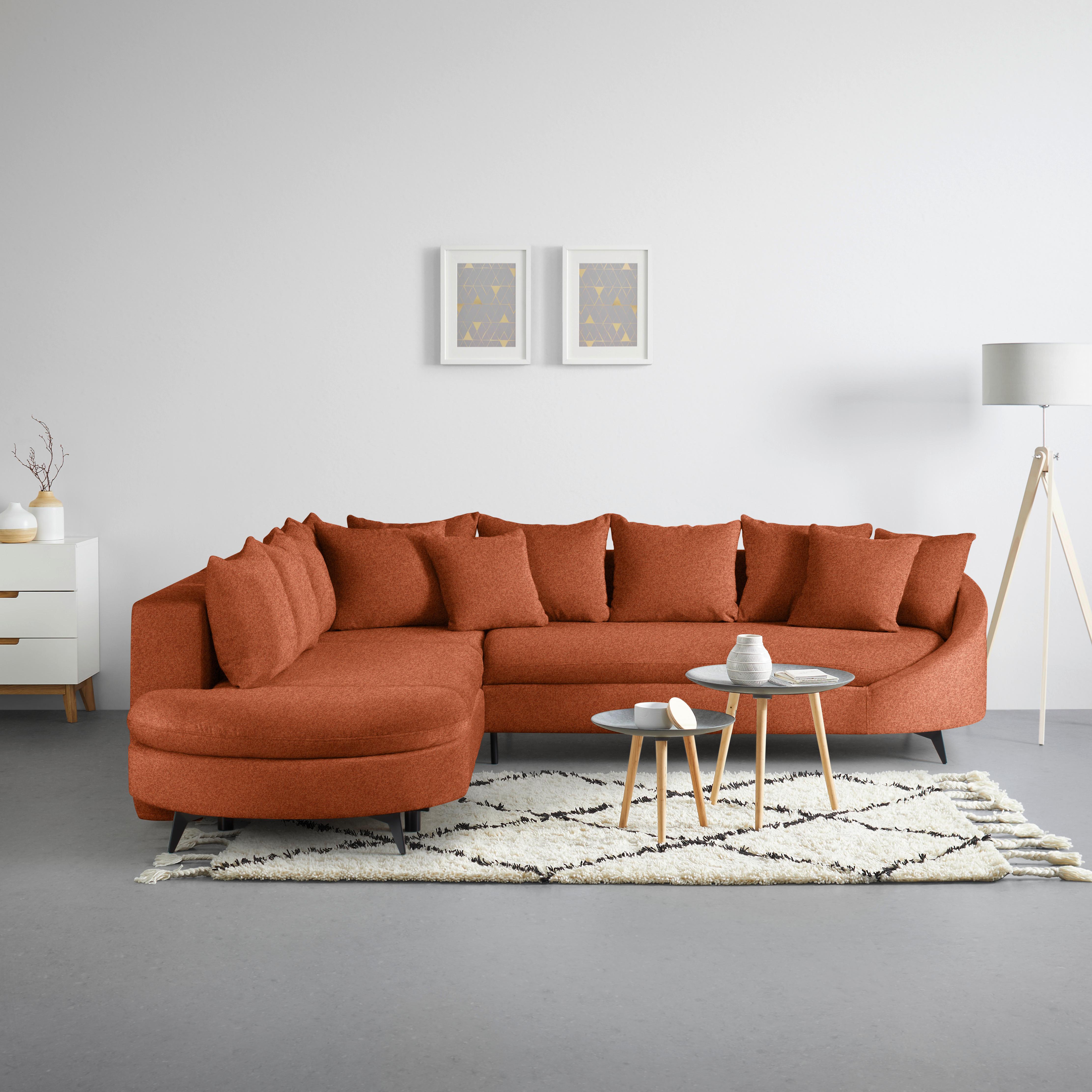 Rohová sedačka AXEL, levá, rezavá tkanina - černá/rezavá, Moderní, kov/textil (250/291cm) - Mömax