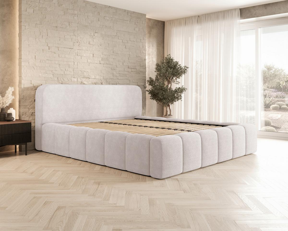 Polsterbett Deli 120 Beige LF: 120x200cm - Beige/Schwarz, MODERN, Textil/Metall (120/200cm) - MID.YOU