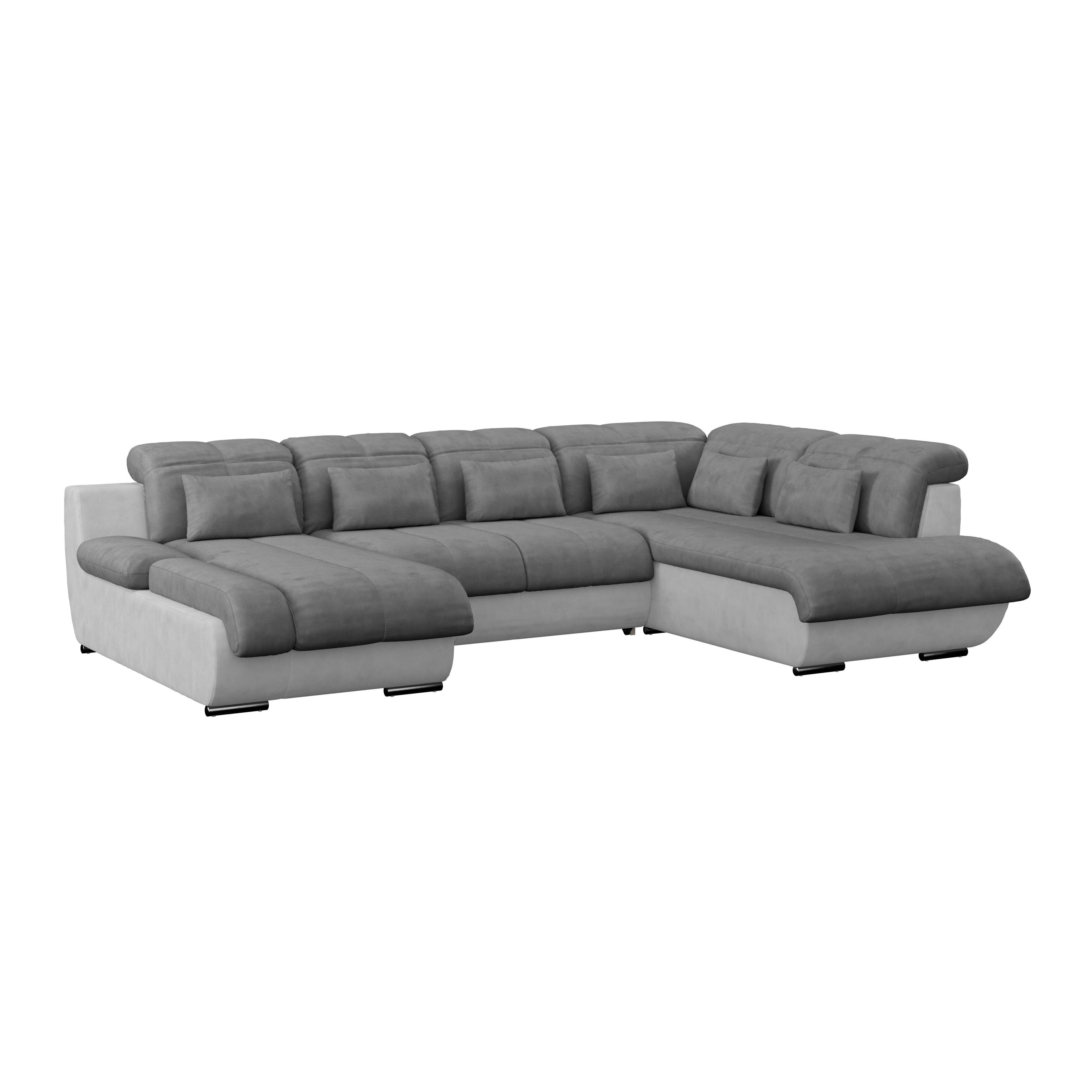 Sedacia súprava MULTI tvar U, tmavosivá/svetlosivá - svetlosivá/chrómová, Modern, kov/textil (184/345/228cm) - Luca Bessoni