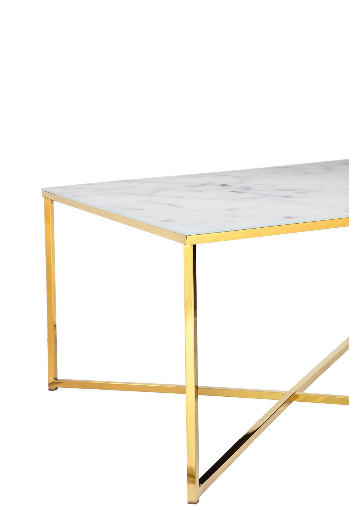 Couchtisch Weiß/goldfarben B: 80 Cm - Goldfarben/Weiß, Design, Glas/Metall (80/80/45cm) - Livetastic