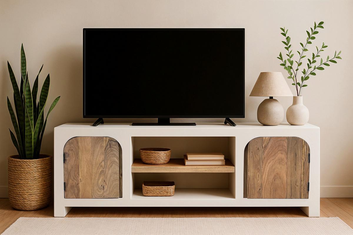 LOWBOARD Naturfarben/Weiß B: 150cm - Weiß/Naturfarben, Design, Holz/Holzwerkstoff (150/60/40cm) - MID.YOU