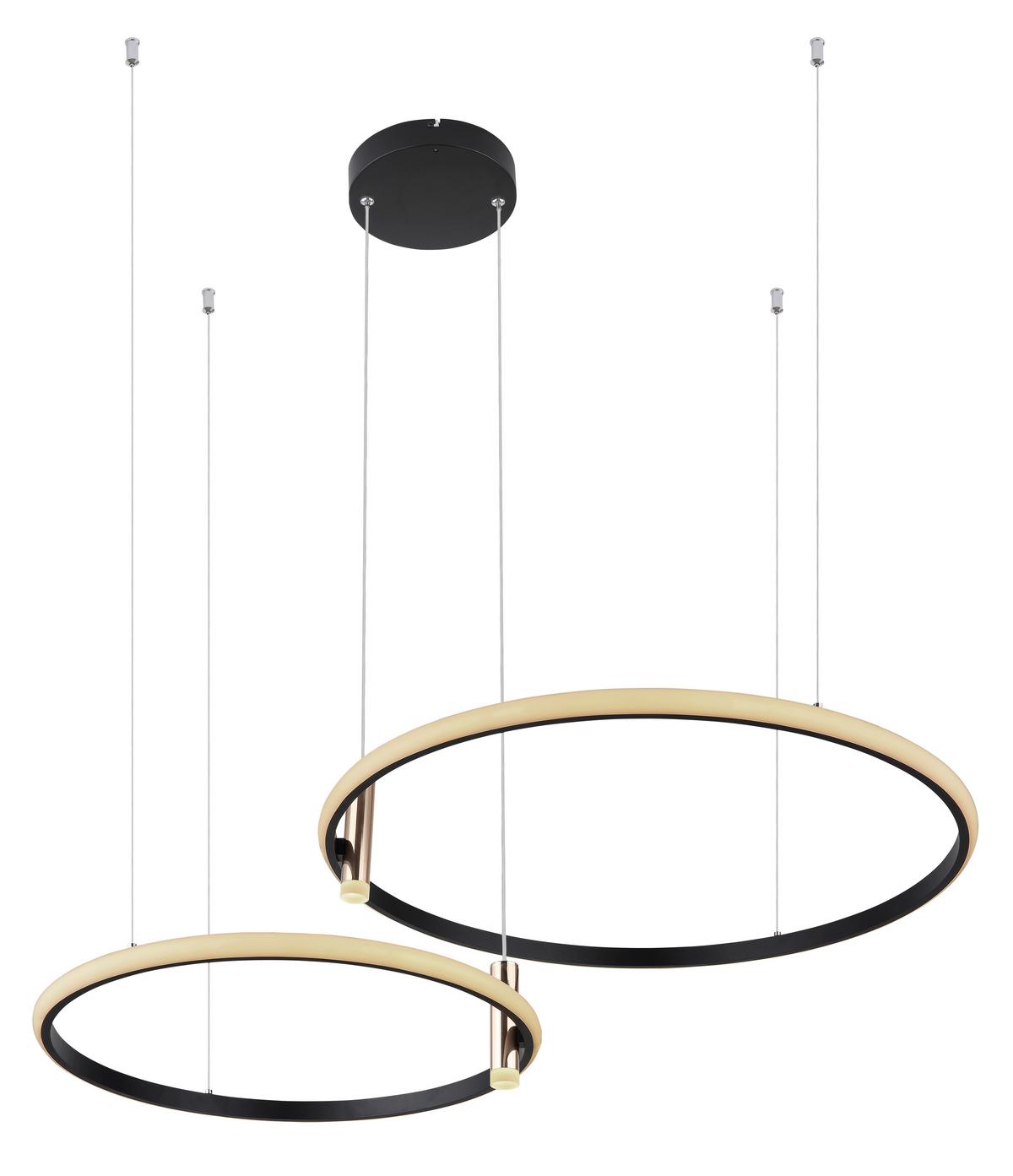 LED-Hängeleuchte Solar H: 150 cm 1-Flammig dimmbar - Goldfarben/Opal, Design, Kunststoff/Metall (102,5/70/150cm) - Globo