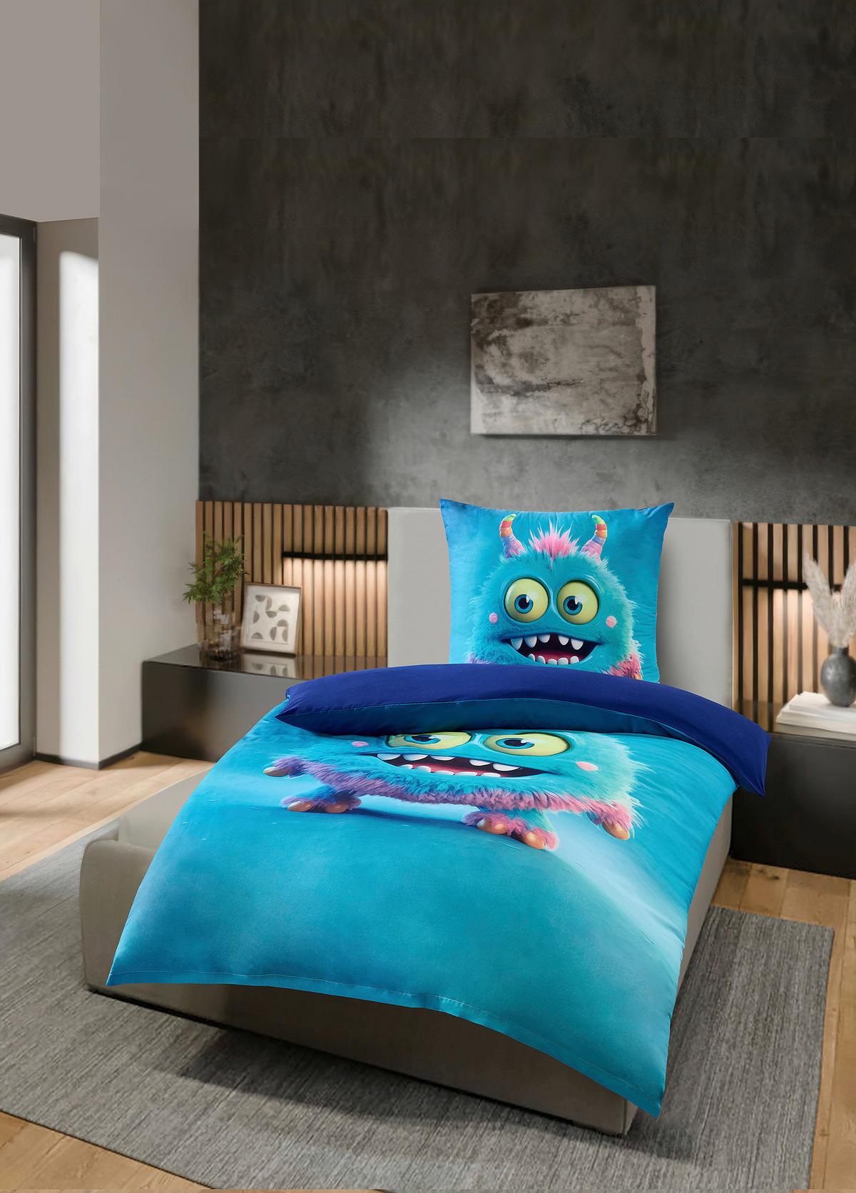 BETTWÄSCHE MONSTER - Blau, KONVENTIONELL, Textil - BUNINO