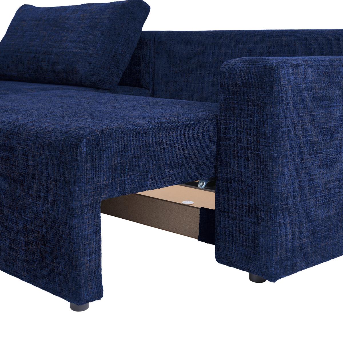 Ecksofa Dallas Dunkelblau 258x173 Cm - Schwarz/Dunkelblau, MODERN, Holz/Kunststoff (258/173cm)