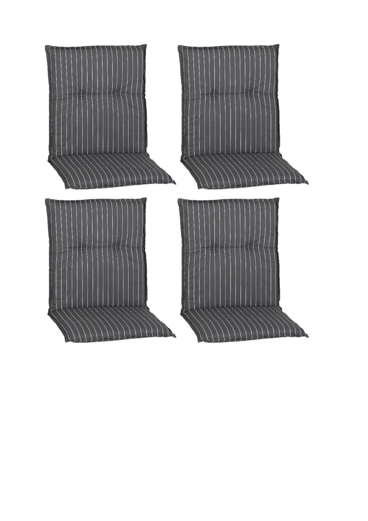 Relaxsesselauflage in Grau, 4er Set für Niedriglehner