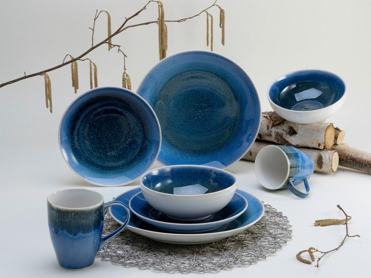 Kombiservice Caldera Keramik, 2 Personen Geschirr Set, Blau - Blau, Basics, Keramik - Creatable