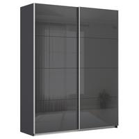 Schwebetürenschrank B: 181cm Feldkirch Grau - Anthrazit/Anthrazit Hochglanz, MODERN, Glas/Holzwerkstoff (181/229/62cm)