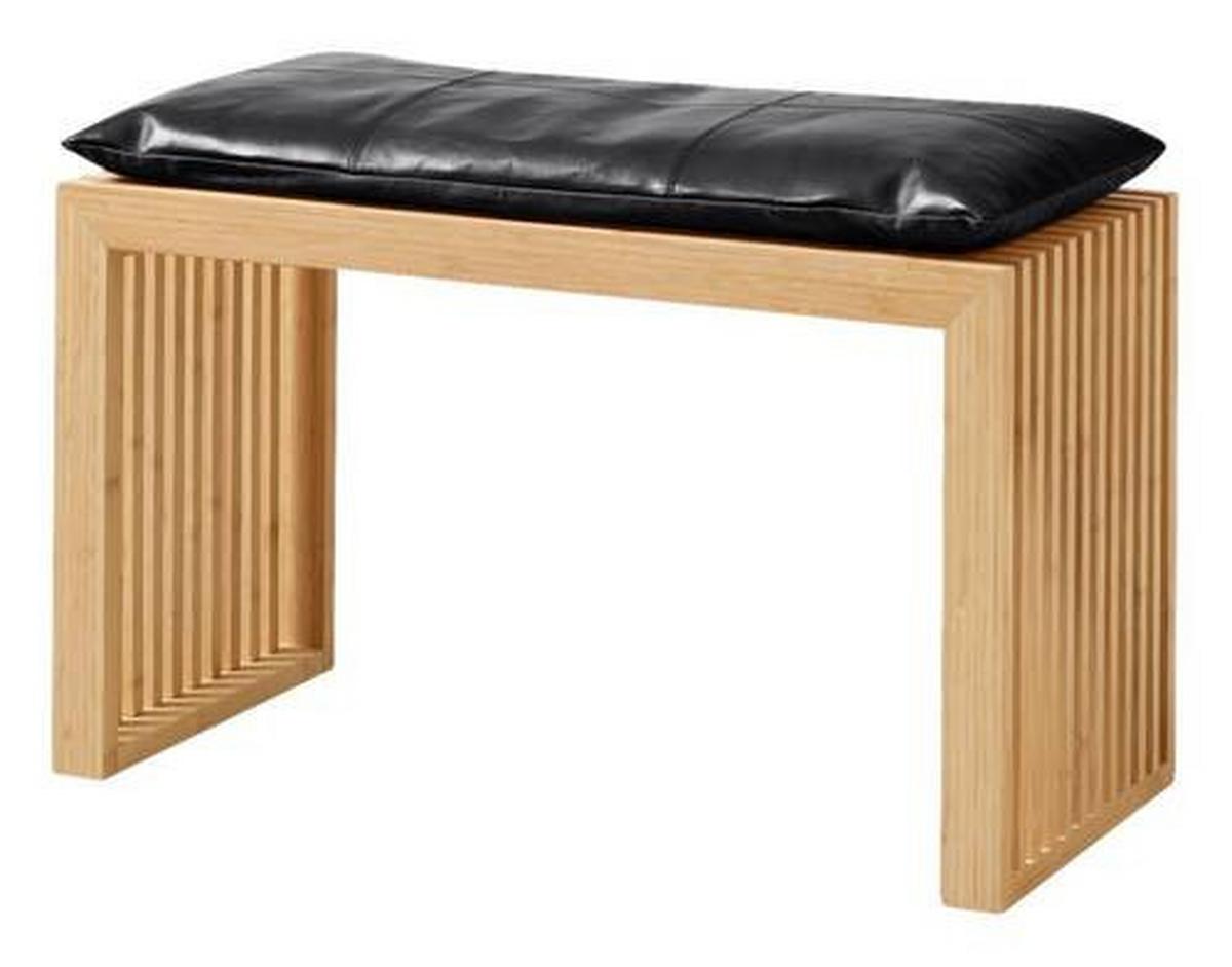Bankauflage Lederkissen Schwarz B: 73 Cm - Schwarz, Design, Leder (73/3/35cm) - MID.YOU