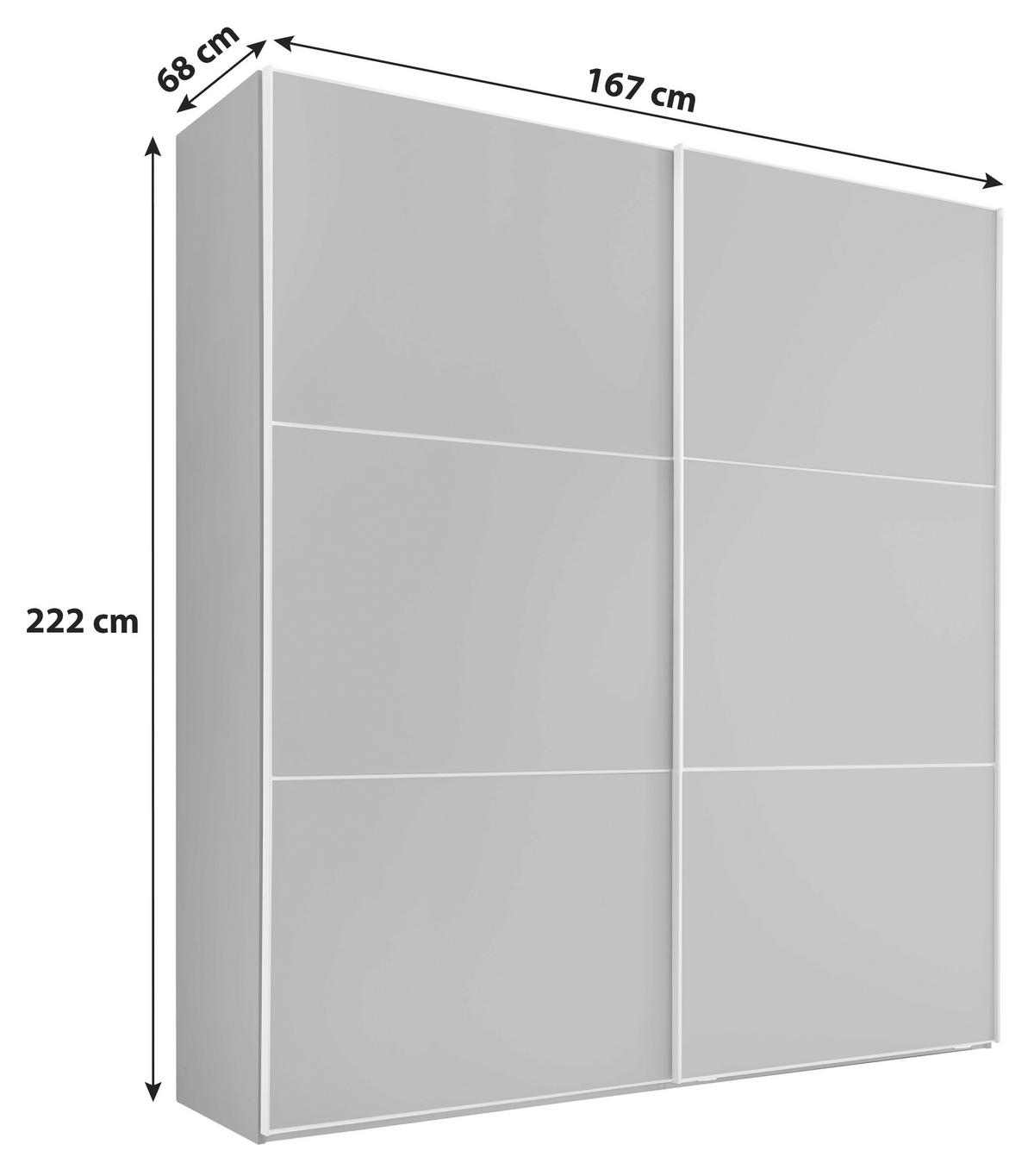 Schwebetürenschrank 167cm Includo, Grau - Weiß/Grau, MODERN, Holzwerkstoff (167/222/68cm)