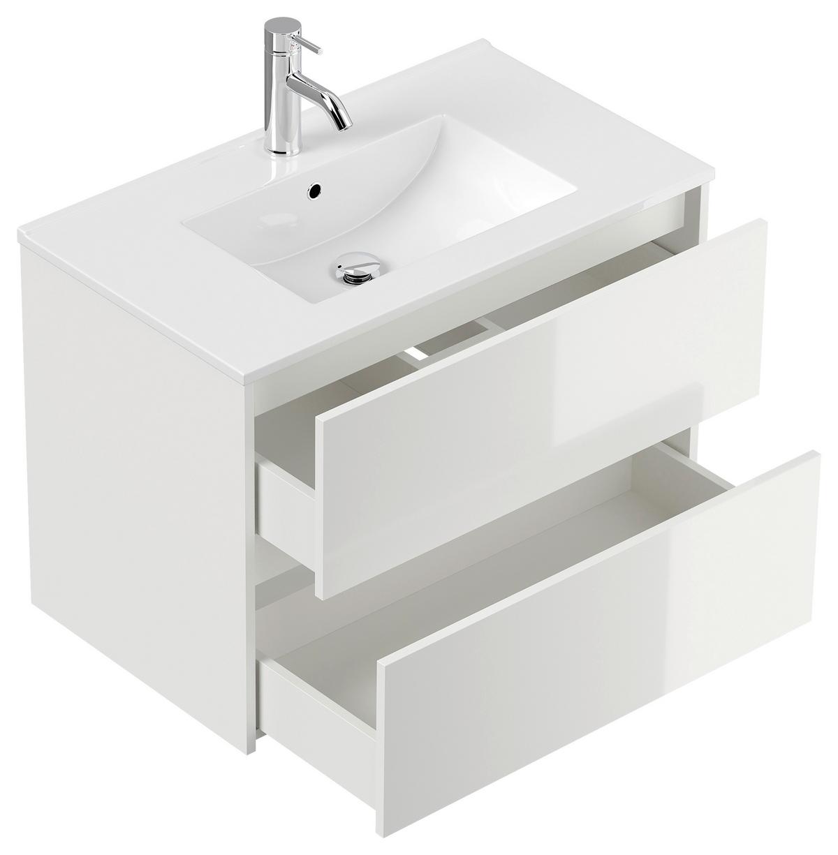 BADEZIMMER Limes, Weiß HG B: 80 cm - Weiß Hochglanz/Weiß, Basics, Keramik/Holzwerkstoff (80cm) - MID.YOU