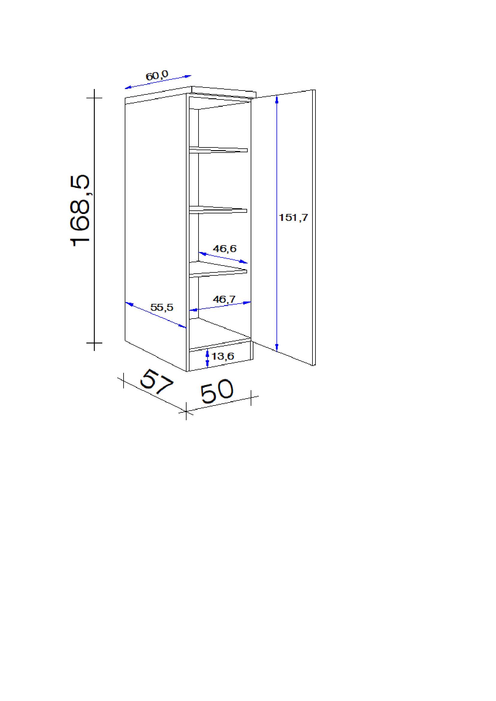 Geschirrschrank Samoa B: 50 cm Weiß/Sonoma Eiche Dekor - Weiß/Sonoma Eiche, KONVENTIONELL, Holzwerkstoff (50/168,5/60cm) - FlexWell