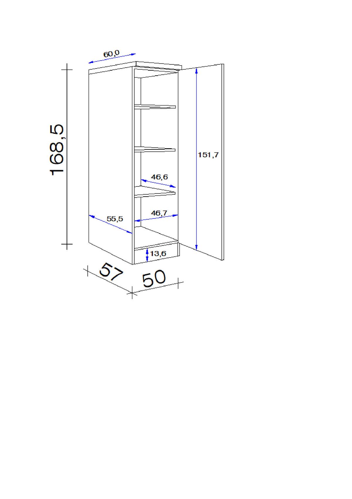 Geschirrschrank Samoa B: 50 cm Weiß/Sonoma Eiche Dekor - Weiß/Sonoma Eiche, KONVENTIONELL, Holzwerkstoff (50/168,5/60cm) - FlexWell