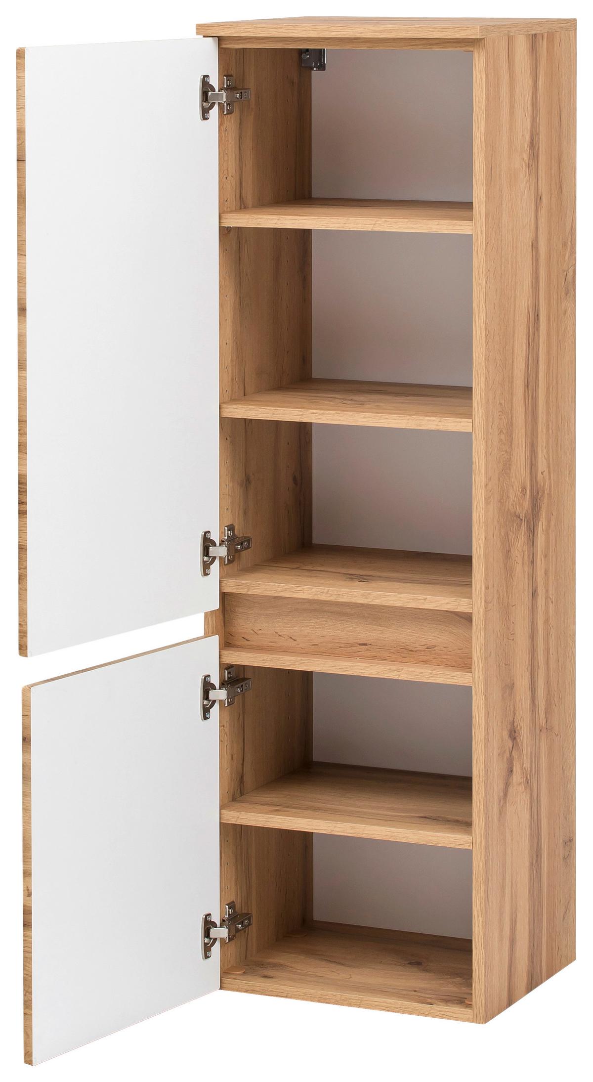 Midischrank Kopenhagen B: 40 cm Eiche Dekor - Eichefarben/Silberfarben, KONVENTIONELL, Holzwerkstoff (40/130/35cm) - Held