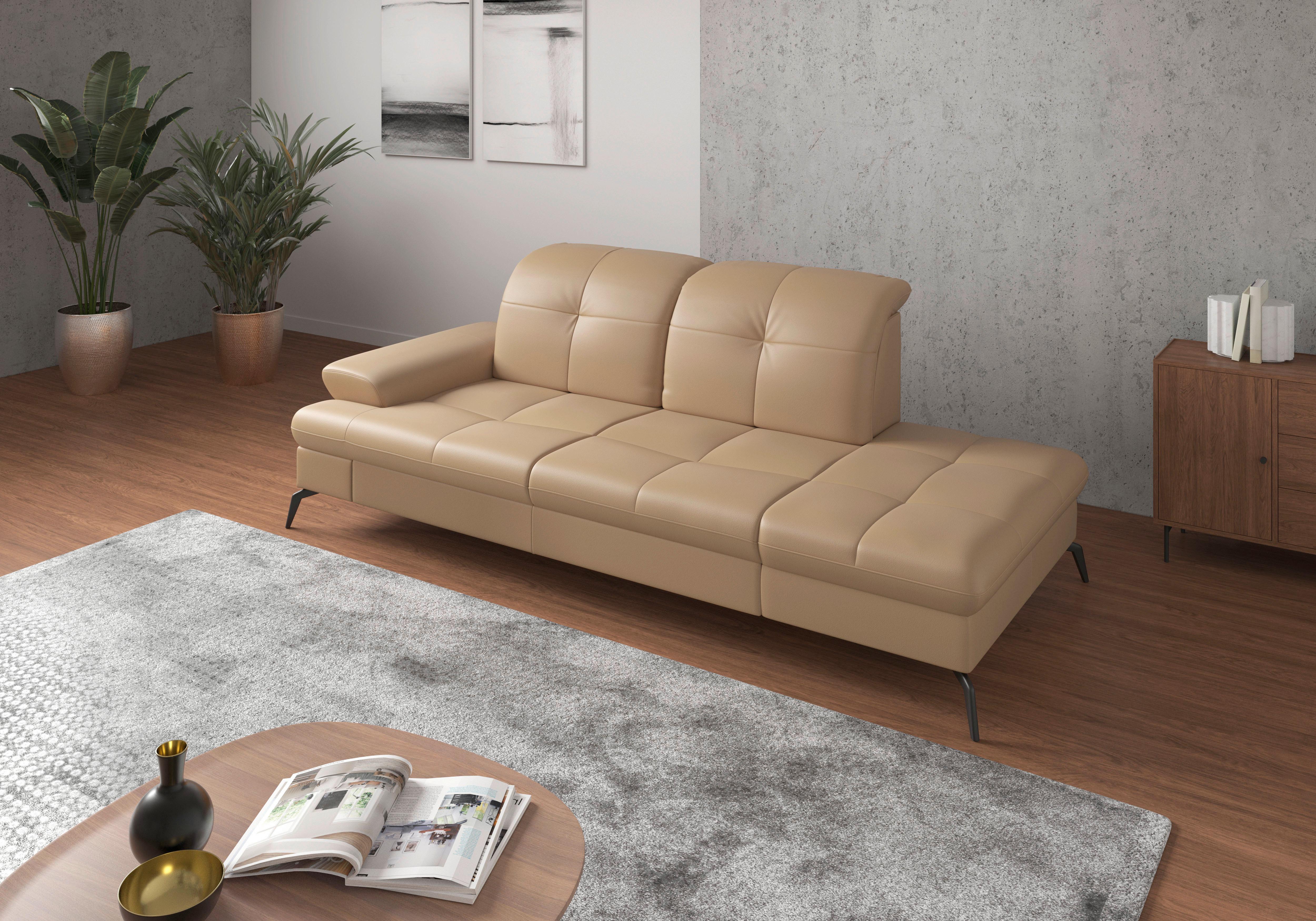 RÉCAMIERE Amica E, Cappuccino B: 231 cm - Schwarz/Cappuccino, KONVENTIONELL, Leder/Textil (231/90/122cm) - Sit & More