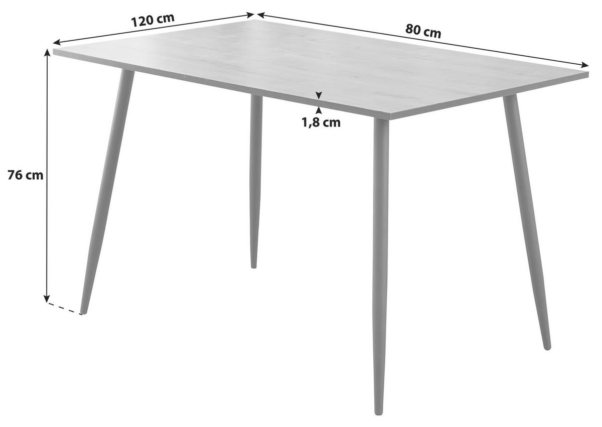 Esstisch Tom 120x76x80 Cm Naturfarben/schwarz - Schwarz/Naturfarben, KONVENTIONELL, Holzwerkstoff/Metall (120/76/80cm)