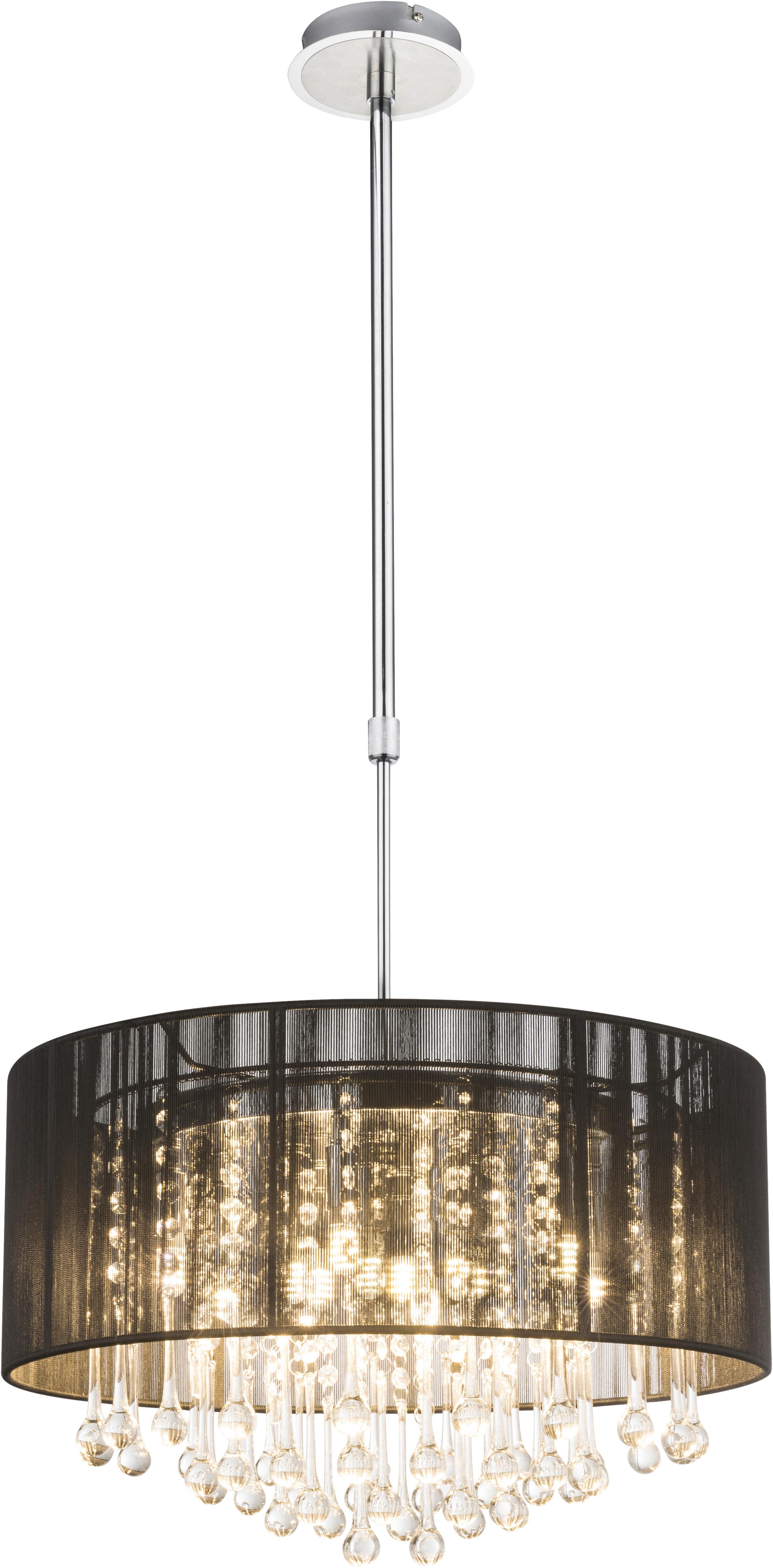 Hängeleuchte Lifestyle H: 75/ 120 cm 12-Flammig - Schwarz, LIFESTYLE, Glas/Textil (50/75-120cm) - Globo