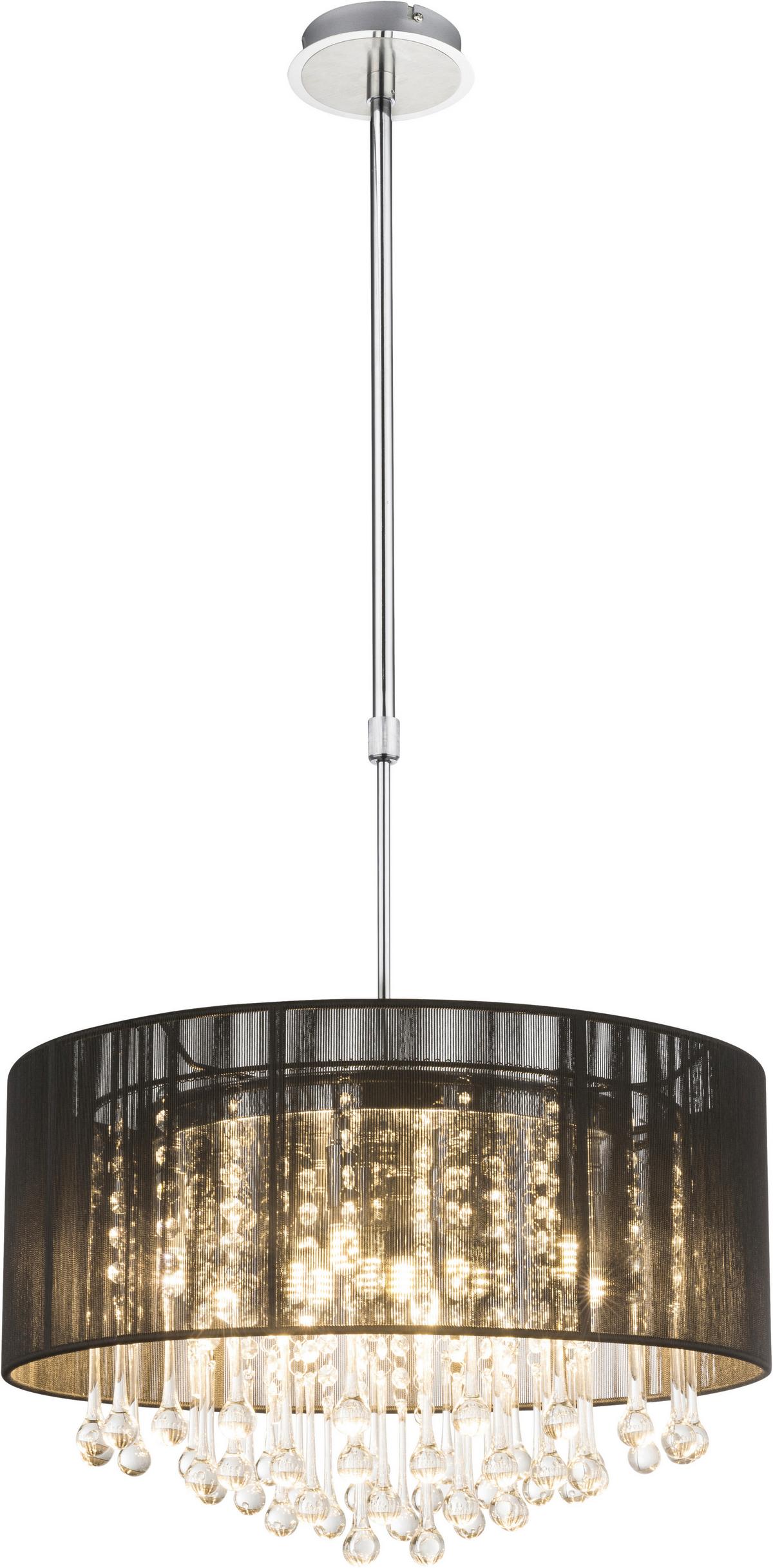 Hängeleuchte Lifestyle H: 75/ 120 Cm 12-Flammig - Schwarz, LIFESTYLE, Glas/Textil (50/75-120cm) - Globo