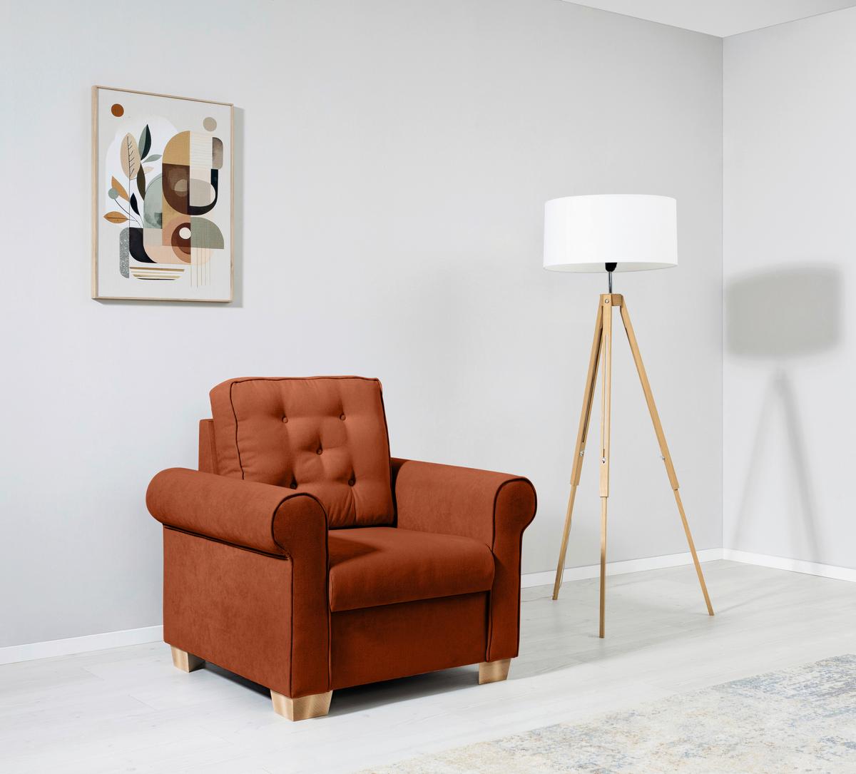 Sessel Arles, Terracotta 39 B: 93 Cm - Buchefarben/Terracotta, Design, Textil (93/89/82cm) - MID.YOU