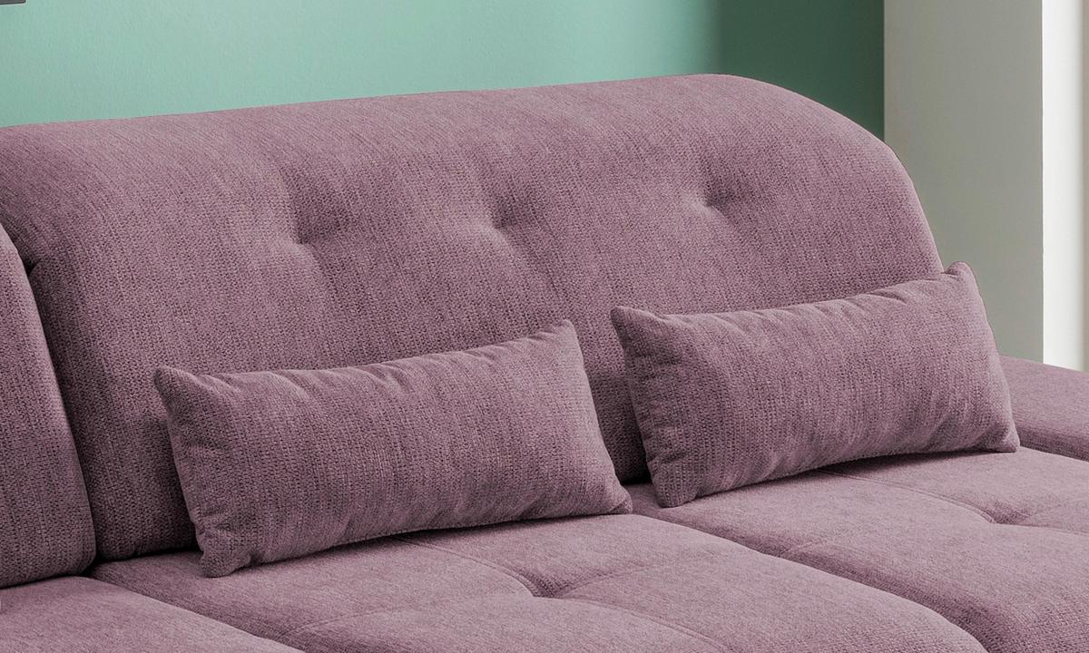 Ecksofa Mit Schlaffunktion Dalida Brombeere Chenille - Chromfarben/Brombeere, Design, Textil (196/300cm) - Livetastic