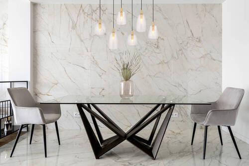 Hängeleuchte 15789-6hm - Klar/Messingfarben, KONVENTIONELL, Glas/Metall (97/32,5/130cm) - Globo