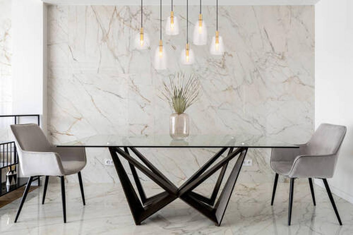 Hängeleuchte 15789-6hm - Klar/Messingfarben, KONVENTIONELL, Glas/Metall (97/32,5/130cm) - Globo