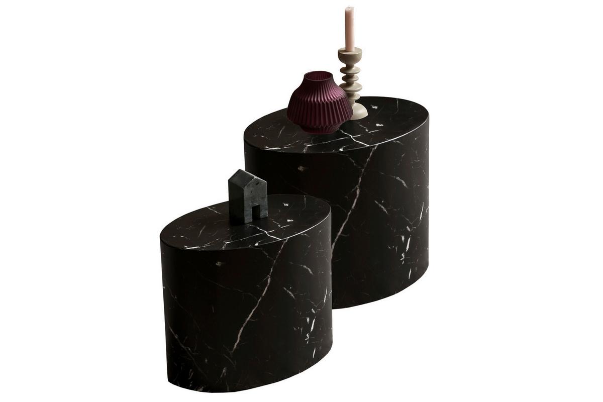 Couchtischset Schwarz 2-Teilig - Schwarz, Design, Holzwerkstoff (48-40/33-24,5/40-33cm) - Livetastic