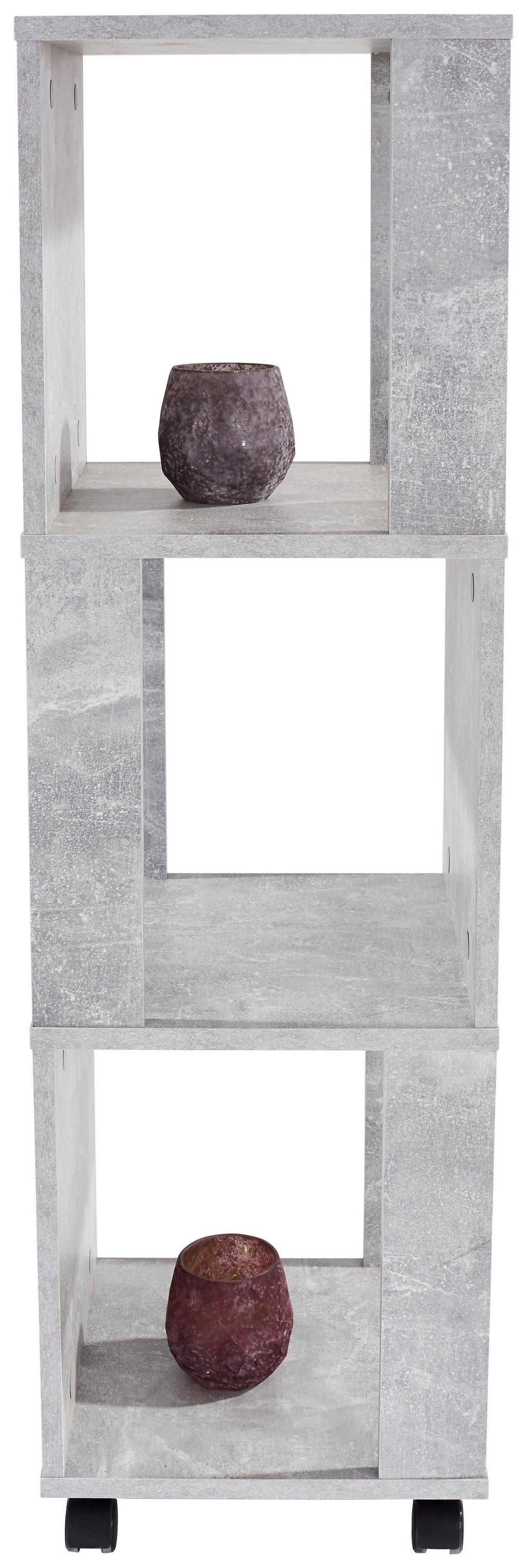 Regal Auf Rollen Rolly B 34cm, Betonoptik - Grau, MODERN, Holzwerkstoff/Kunststoff (34/111/34cm)