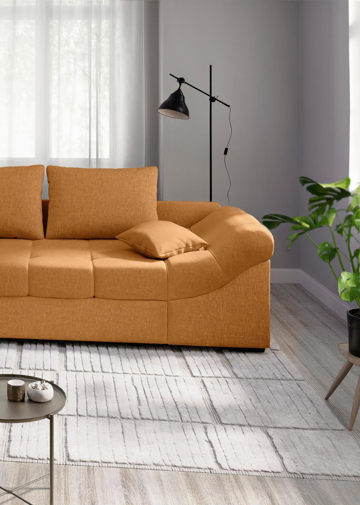 Eckschlafsofa Alvito Goldfarben S: 202x298cm - Goldfarben/Schwarz, MODERN, Textil (202/298cm) - MID.YOU