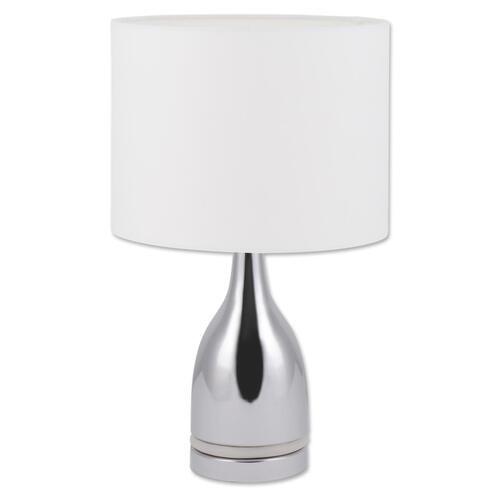 LED-Tischlampe Weiß/ Chromfarben Textilschirm - Chromfarben/Weiß, KONVENTIONELL, Kunststoff/Textil (25/43,5cm) - Näve