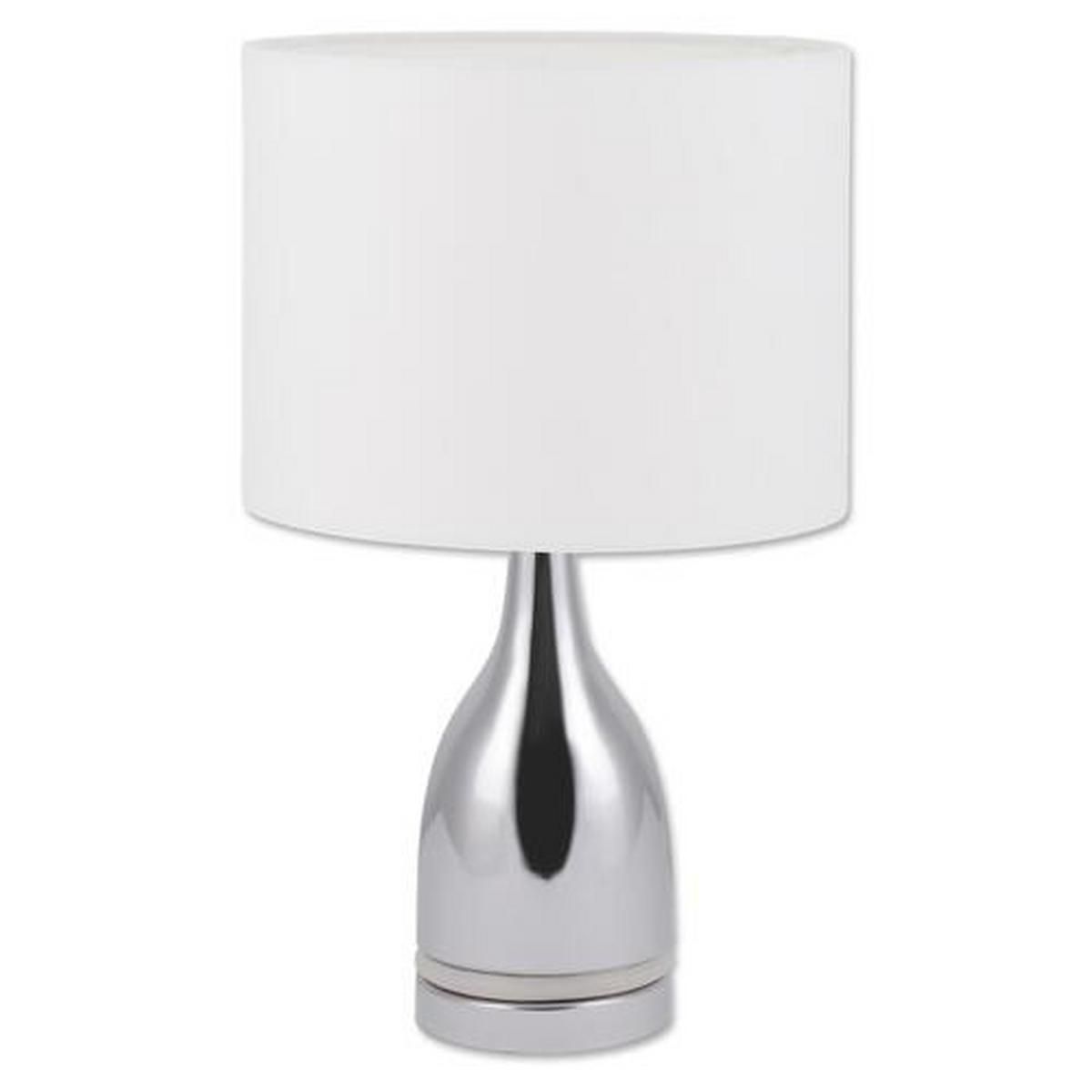 Led-tischlampe Weiß/ Chromfarben Textilschirm - Chromfarben/Weiß, KONVENTIONELL, Kunststoff/Textil (25/43,5cm) - Näve